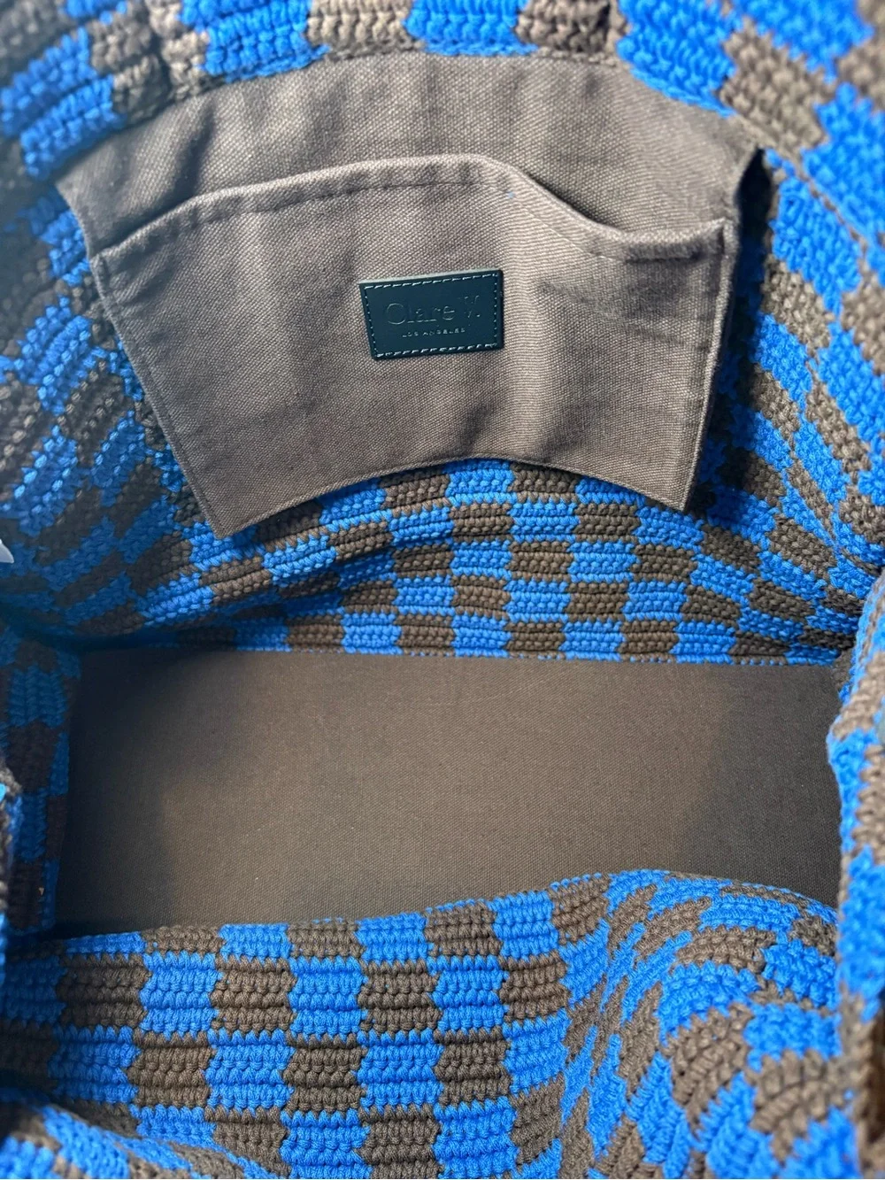 NEW Clare V Summer Simple Tote in Blue and Chocolate - Picture 4 of 9
